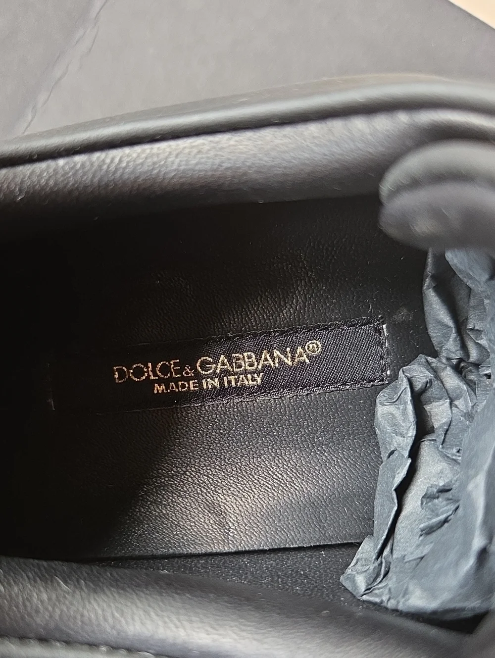 Dolce & Gabbana Black Sneakers with Gold Accents
